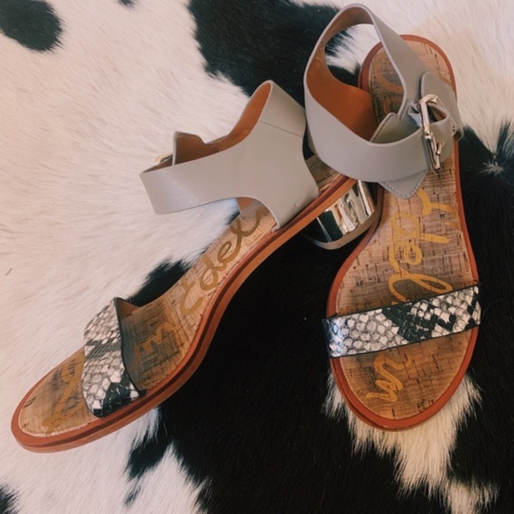 Sam Edelman Trina Snakeskin Block Heel Sandals